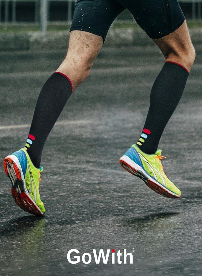 GoWith 2 Pair Unisex Graduated Compression Socks, 20-30 mmHg Sport Cushioned Circulation Support Knee High Socks for Men & Women, Fuchsia, Small, Model: 3595 - Image 3