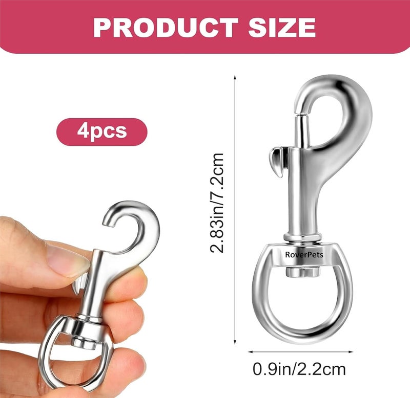 RoverPets 4 قطع خطافات دوارة معدنية للأعلام، مشابك للأعلام للحبال، ملحقات عمود العلم الثقيلة، مشبك حبل العلم لرباط الكلب، مشابك عيون للحرف الجلدية - Image 3