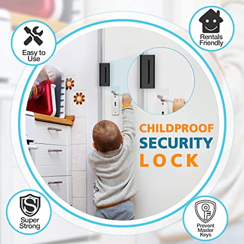 WINONLY Home Security Door Reinforcement Lock - Child Proof Door Locks for Front Door Child Safety Lock High Door Locks for Kids Safety Withstand 800 lbs Top Flip Door Latch Lock for Inward Swinging Door - Image 5