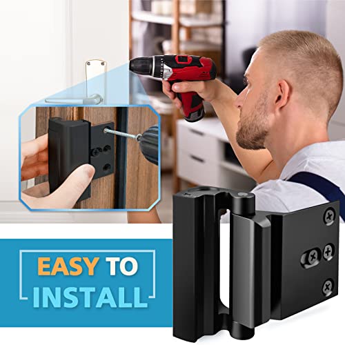 WINONLY Home Security Door Reinforcement Lock - Child Proof Door Locks for Front Door Child Safety Lock High Door Locks for Kids Safety Withstand 800 lbs Top Flip Door Latch Lock for Inward Swinging Door - Image 4