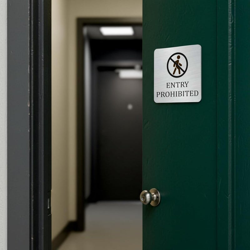 Zouple Entry Prohibited Sign, 6x6 Inch, Durable Steel, Self-Adhesive - Image 2