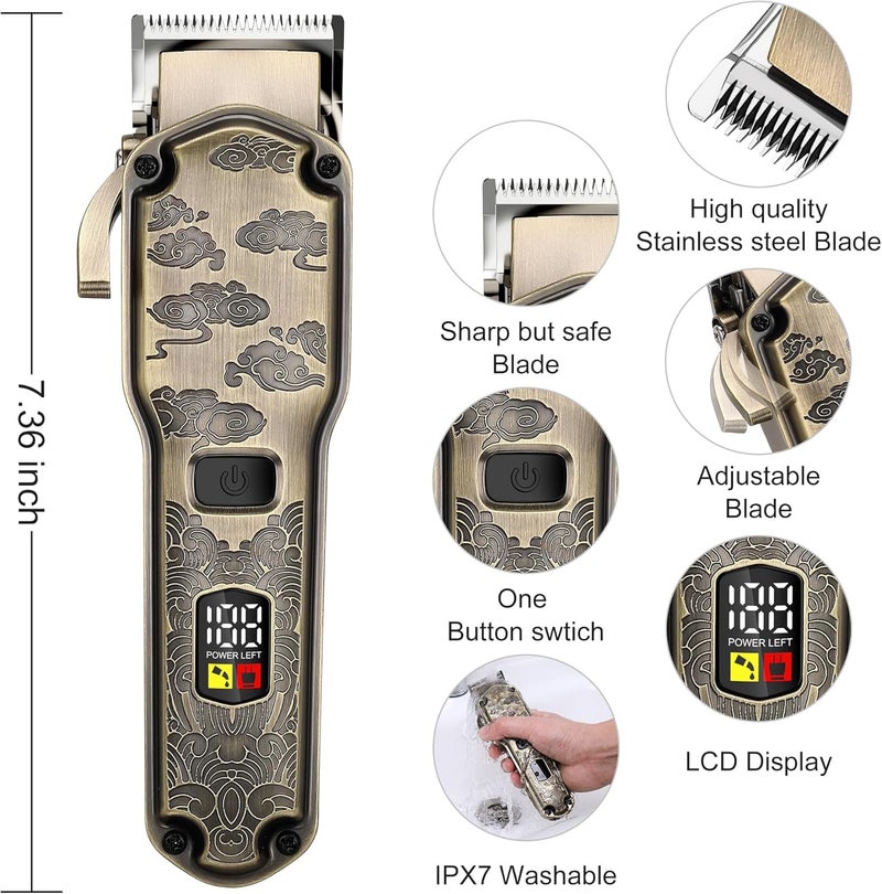 Hatteker Low dust buildup Professional Hair Clippers for Men Beard Trimmer Clippers and Trimmer Set Waterproof T-Blade Trimmer Cordless Grooming Kit Nose Body Hair Trimmer Barber Clippers Hair Cutting Kit Personal & public compatible - Image 2