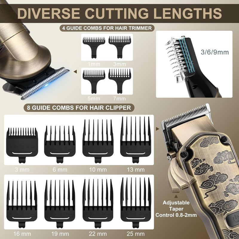 Hatteker Low dust buildup Professional Hair Clippers for Men Beard Trimmer Clippers and Trimmer Set Waterproof T-Blade Trimmer Cordless Grooming Kit Nose Body Hair Trimmer Barber Clippers Hair Cutting Kit Personal & public compatible - Image 5