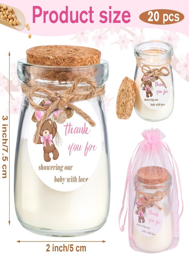 Threlaco مجموعة ثريلكو المكونة من 20 قطعة من شموع حفلات استقبال المولود الجديد، شموع معطرة برائحة اللافندر، شموع زجاجية بالجملة، شموع شمعية للضيوف، هدايا لحفلات الكشف عن جنس المولود (أبيض، وردي، دب وردي) - Image 2