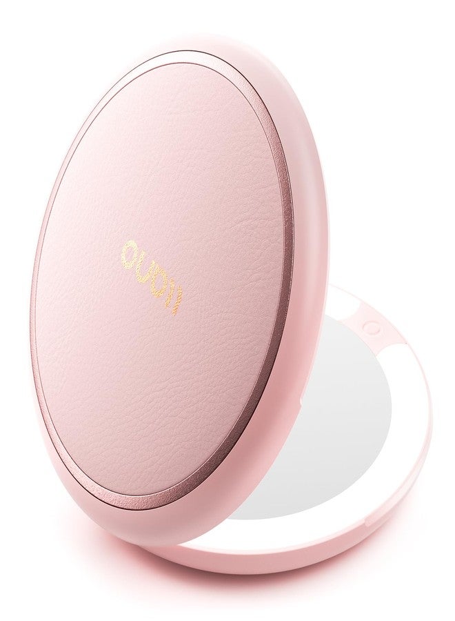 llano Compact Mirror, Lighted Travel Makeup Mirror with 1X/2X Magnifying Double Sided Dimmable Portable Pocket Mirror for Handbag and Pocket,Foldable Compact Mirror 3.6"L x 0.8"W, USB Charging (Pink) - Image 1