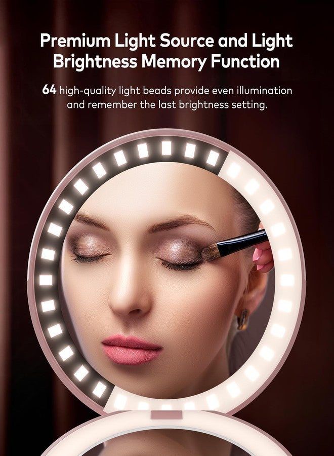 llano Compact Mirror, Lighted Travel Makeup Mirror with 1X/2X Magnifying Double Sided Dimmable Portable Pocket Mirror for Handbag and Pocket,Foldable Compact Mirror 3.6"L x 0.8"W, USB Charging (Pink) - Image 4