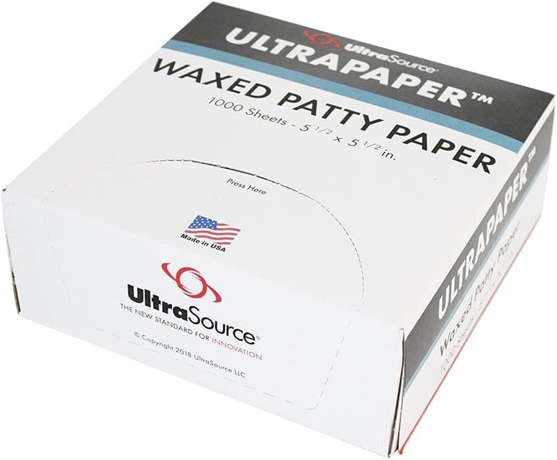UltraSource -192033 UltraPaper Hamburger Patty Paper, 5.5" x 5.5" Squares (Pack of 1000) - White - Image 1