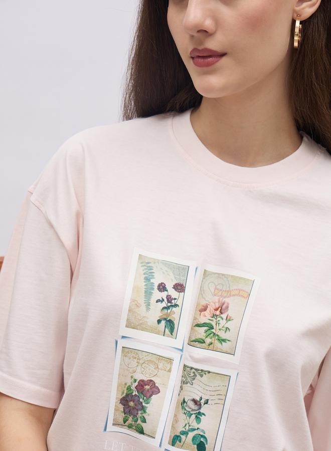 Styli Women Pink Acid Washed Oversized T-Shirt - Image 4