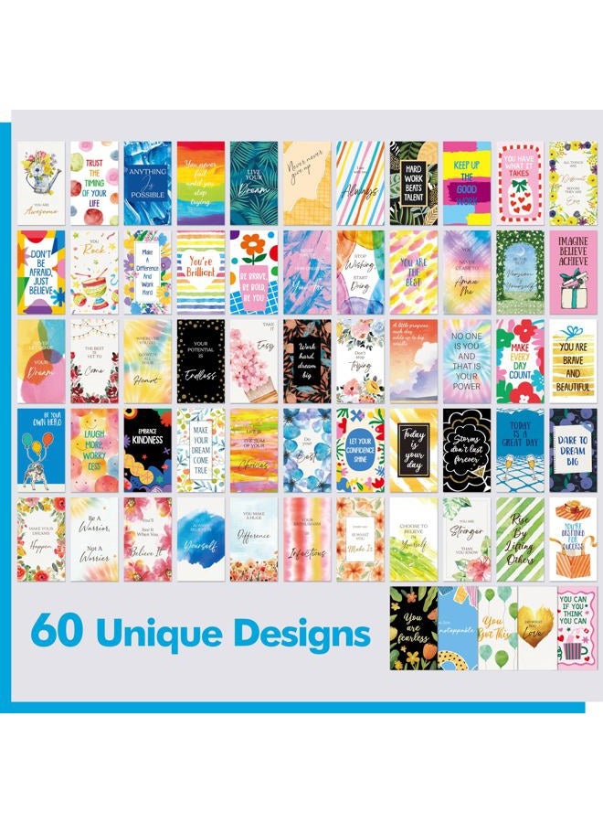 Gethelud 120 بطاقة تحفيزية، 60 تصميم بطاقة ملهمة مع فيلم PET، كلمات تأكيدية لطلاب القراءة في المرحلة الابتدائية والمتوسطة والثانوية، عشاق الكتب (2” × 3.5”) - Image 3