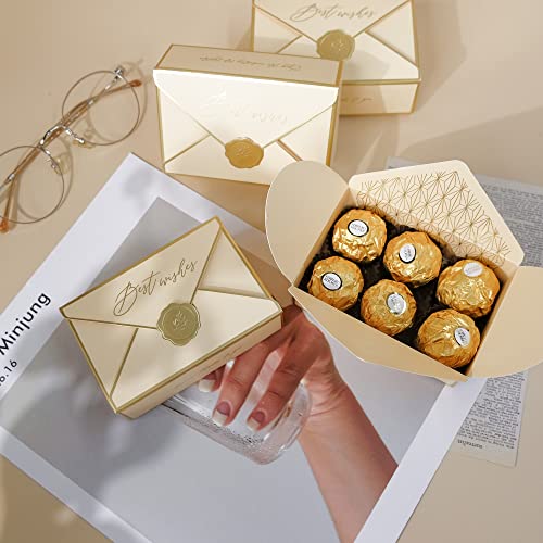 POTTIIS 20Pcs Candy Box Cookie Gift Boxes，Romantic Wedding Favors Cute Chocolate Box for Wedding Bridal Birthday Party Supplies - Champaign Gold… - Image 5