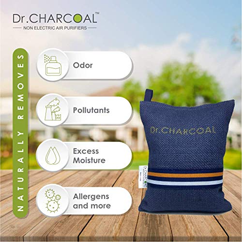 Dr. CHARCOAL Dr CHARCOAL Moisture Absorber Dehumidifier Activated Charcoal Bags for Wardrobe, Shoe Rack and Fridge; Prevents Mould & Fungus, Removes Bad Smell, Lasts 1 year, 75g (Modish Neel) - Image 4