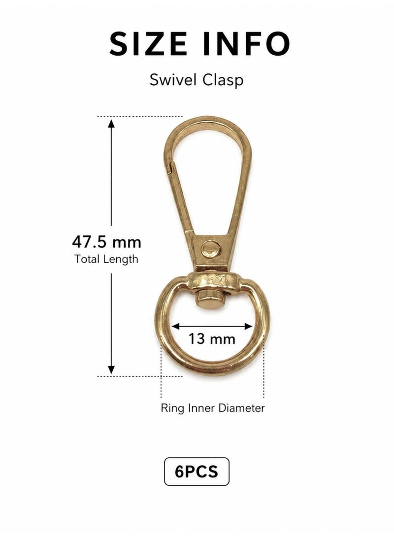 6PCS Metal Swivel Snap Hook with Key Ring for Bags Keychains and DIY Crafts, Golden - Image 4