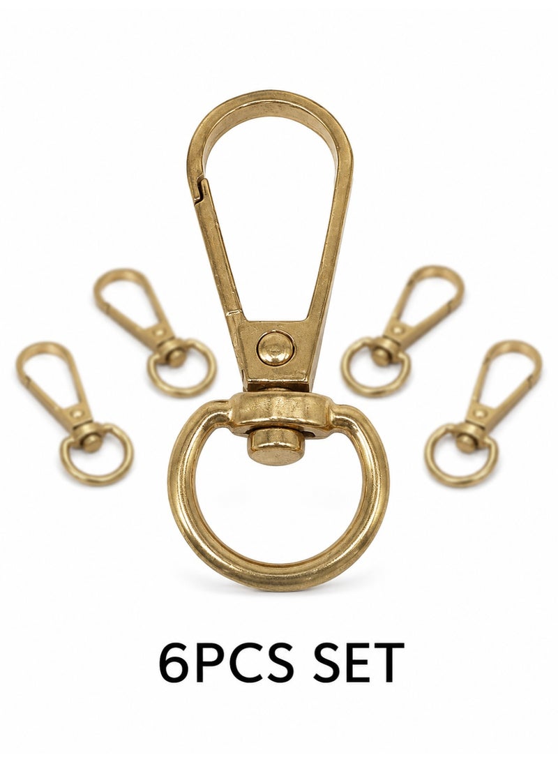 6PCS Metal Swivel Snap Hook with Key Ring for Bags Keychains and DIY Crafts, Golden - Image 1