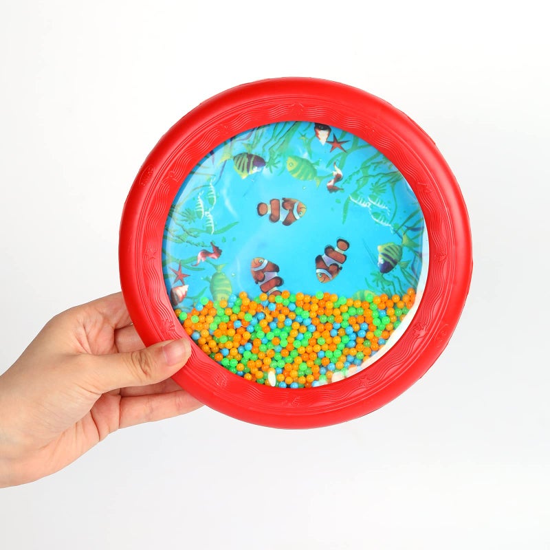 Musfunny Ocean Drum Wave Bead Drums Gentle Sea Sound Music Gift Musical Educational Sea Sound Drum Tool for Kid Child Baby (Red) - Image 4