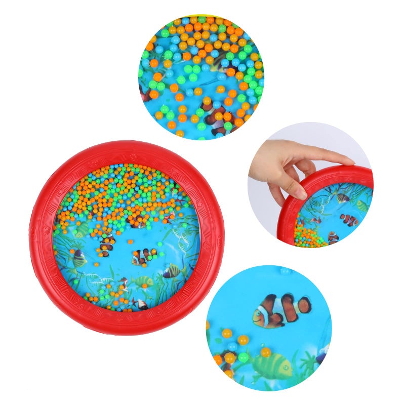 Musfunny Ocean Drum Wave Bead Drums Gentle Sea Sound Music Gift Musical Educational Sea Sound Drum Tool for Kid Child Baby (Red) - Image 2