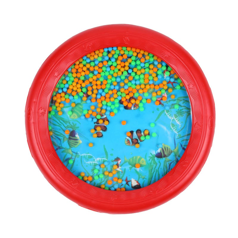 Musfunny Ocean Drum Wave Bead Drums Gentle Sea Sound Music Gift Musical Educational Sea Sound Drum Tool for Kid Child Baby (Red) - Image 1