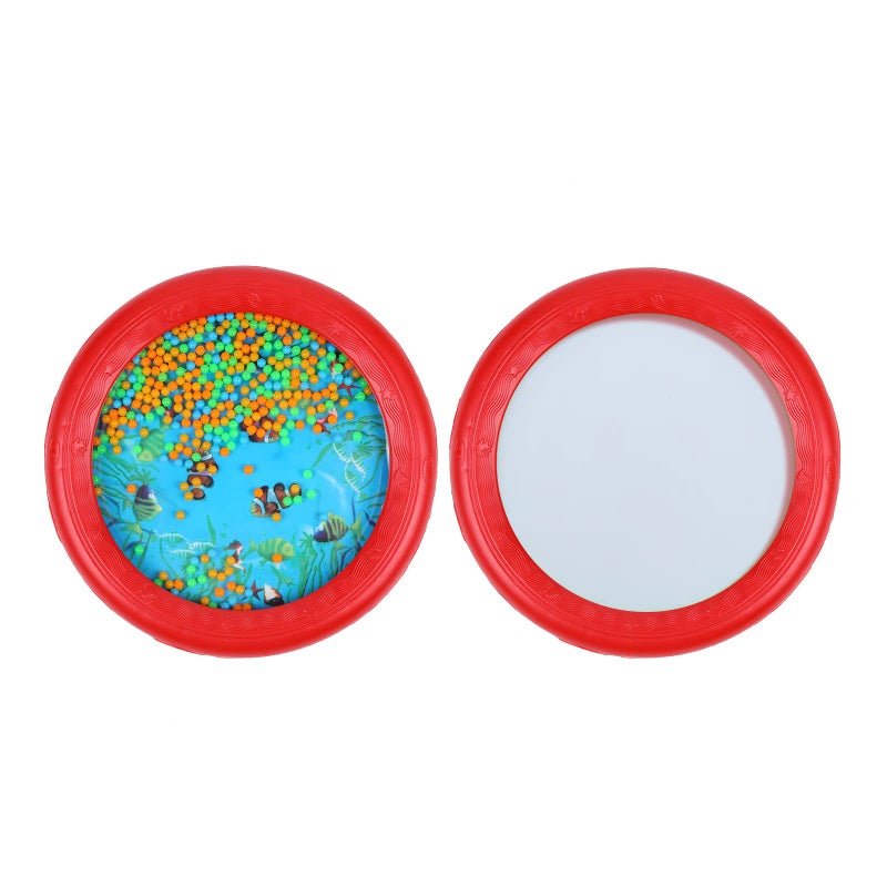 Musfunny Ocean Drum Wave Bead Drums Gentle Sea Sound Music Gift Musical Educational Sea Sound Drum Tool for Kid Child Baby (Red) - Image 5