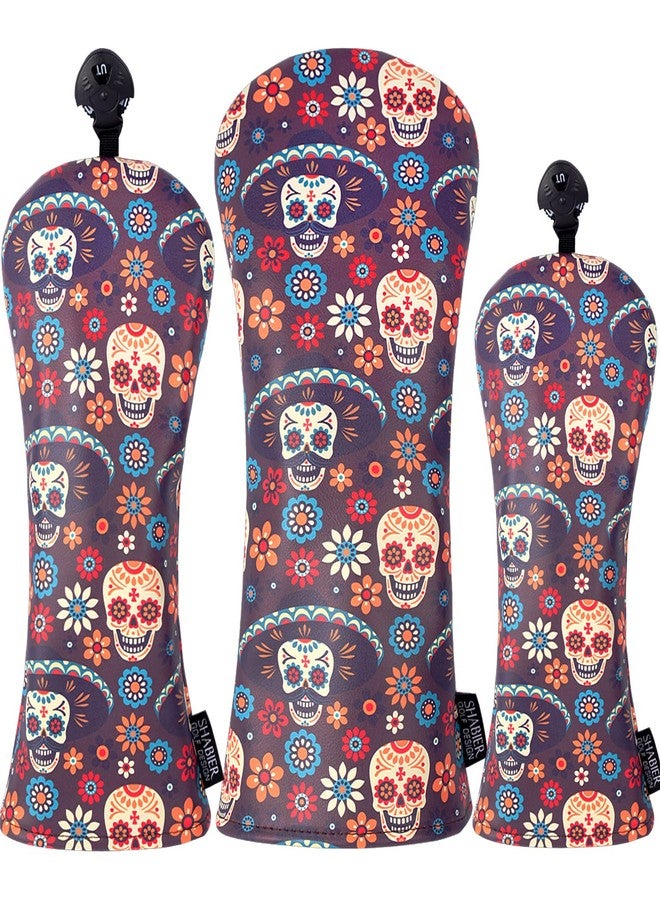 SHABIER Golf Skull Day of The Dead Design Golf Driver Wood Club Headcover with Sugar Skull Design - Image 4
