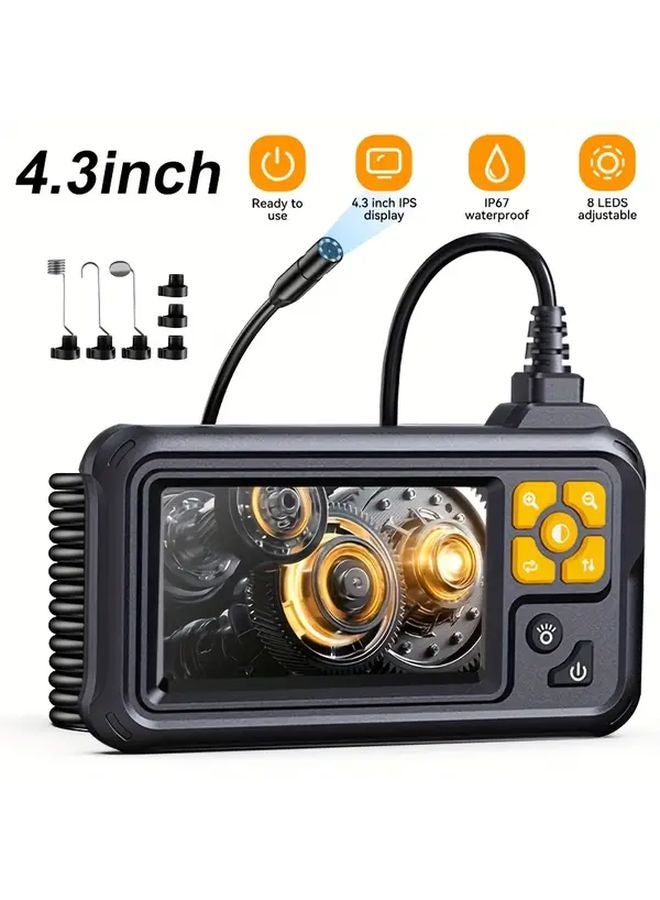 8 LED Industrial Endoscope With 4 3 Inch LCD Display Hard Wire 393 7 Inch Cable USB Rechargeable Borescope - Image 2