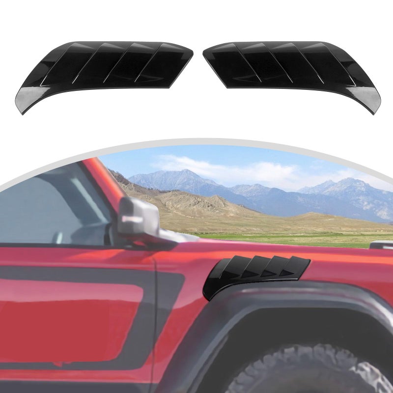 CheroCar Fender Vent Sets Compatible with 2021 2022 2023 2024 2025 Ford Bronco RaptorFender Flares Vent Guard CoverSide Air Vent Outlet Cover for Bronco Raptor Exterior AccessoriesBlack