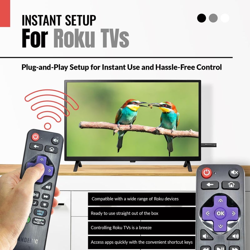 Anderic Replacement Universal Remote Control for Roku Streaming Player and TVs with Learning - Works for TV and Streaming Devices (IR). Replaces All RC-AFIR, RC-ALIR and RC280 Remotes - Anderic RRST01.3 - Image 3