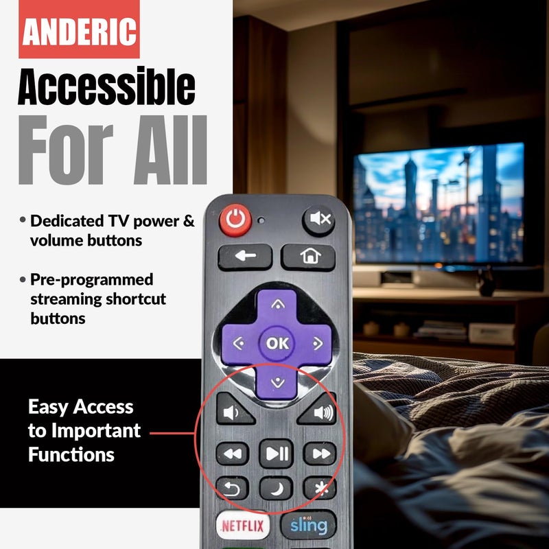Anderic Replacement Universal Remote Control for Roku Streaming Player and TVs with Learning - Works for TV and Streaming Devices (IR). Replaces All RC-AFIR, RC-ALIR and RC280 Remotes - Anderic RRST01.3 - Image 5