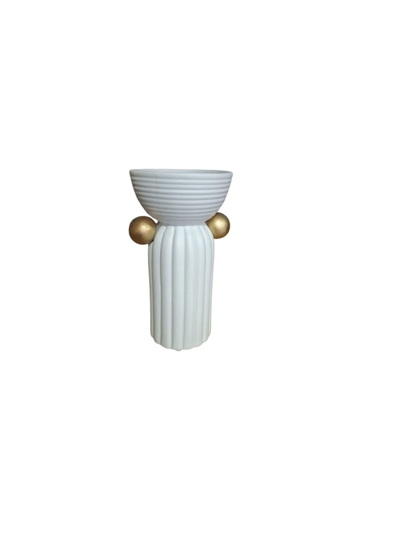 Round Porcelain Decorative Vase – White & Gold – Model E-790 - Image 2