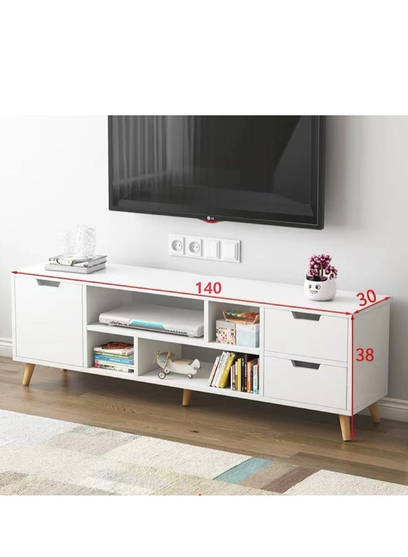Generic TV Table TV Cabinet TV stand with 4 Drawers and 4 Open Partition Storage Solid Wood Leg TV Cabinet ,Storage Cabinet for Office Living Room Bedroom(Warm White) - Image 5