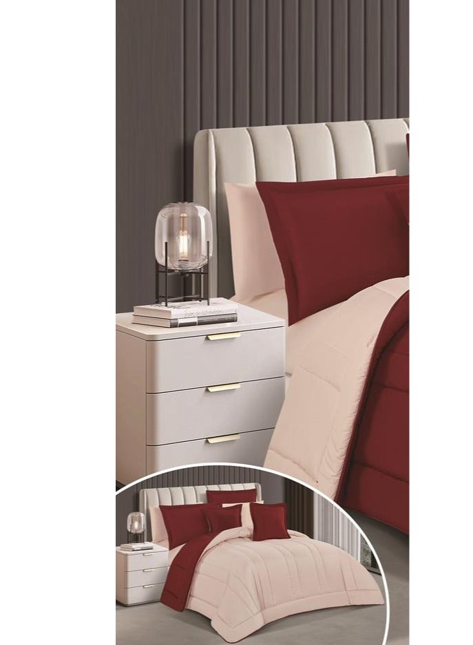 Red Rose Hotel-style double bed comforter set with a reversible design to add beauty to your bedroom decor. Microfiber, 8 pieces: 1 comforter (260x240cm), 1 fitted sheet (200x200+30cm), 4 pillowcases (50x75cm), 2 cushion covers (45x45cm). - Image 2