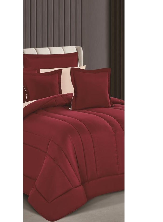 Red Rose Hotel-style double bed comforter set with a reversible design to add beauty to your bedroom decor. Microfiber, 8 pieces: 1 comforter (260x240cm), 1 fitted sheet (200x200+30cm), 4 pillowcases (50x75cm), 2 cushion covers (45x45cm). - Image 3