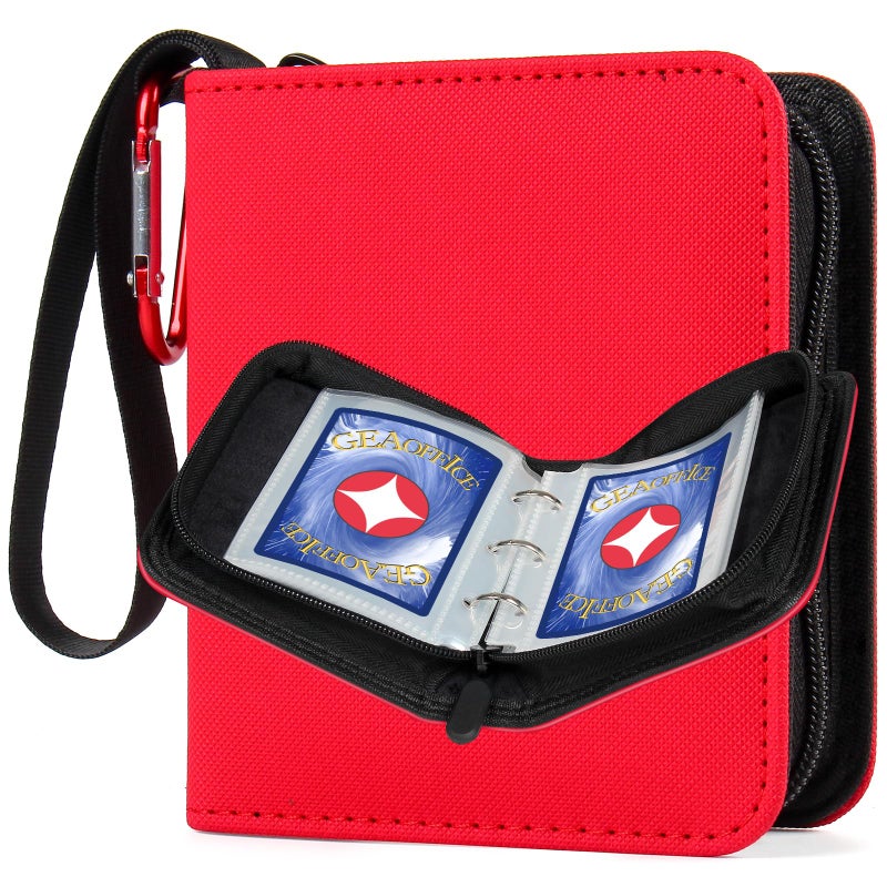 GEAoffice Mini Card Binder 1 Pocket with 80 Pockets Premium Small 2 Pocket Trading Card Collection Album Folder with 40 Sleeves Double Sided Gifts for Kids Red - Image 2