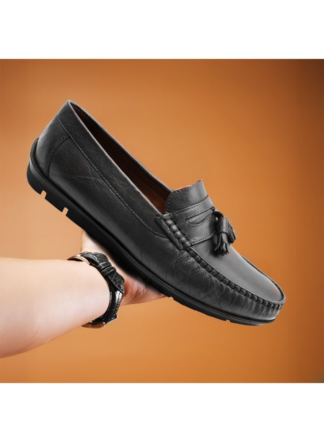 MONT HAWK Men’s Genuine Leather Tassel Moccasin Loafers – Handstitched Slip-On Penny Loafers with Cushioned Insole & Durable TPR Sole for Office, Business, Casual, Driving & Wedding Wear - Image 5