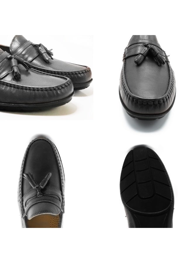MONT HAWK Men’s Genuine Leather Tassel Moccasin Loafers – Handstitched Slip-On Penny Loafers with Cushioned Insole & Durable TPR Sole for Office, Business, Casual, Driving & Wedding Wear - Image 3