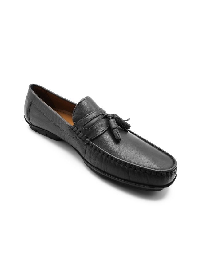 MONT HAWK Men’s Genuine Leather Tassel Moccasin Loafers – Handstitched Slip-On Penny Loafers with Cushioned Insole & Durable TPR Sole for Office, Business, Casual, Driving & Wedding Wear - Image 1