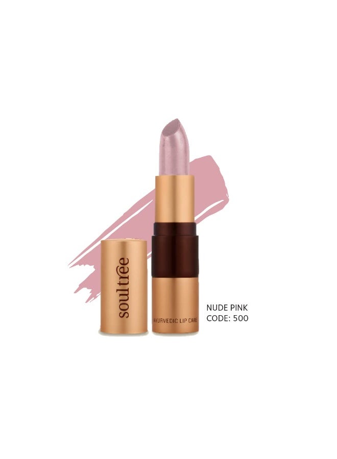 سول تري أحمر شفاه SoulTree الأيورفيدي - وردي نيود 500، 4 جم | قوام كريمي | غني بالسمن العضوي وزيت اللوز | لشفاه مرطبة ومغذّاة | 4 جم - Image 4
