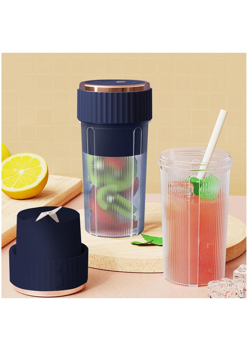 Hihonor Portable Blenders USB Rechargeable - Standalone Juicer For Milkshakes - Juicer Machines With 6 Blades - Handheld Juicer For Sports Travel And Outdoor Home Use (Blue)  - Image 1