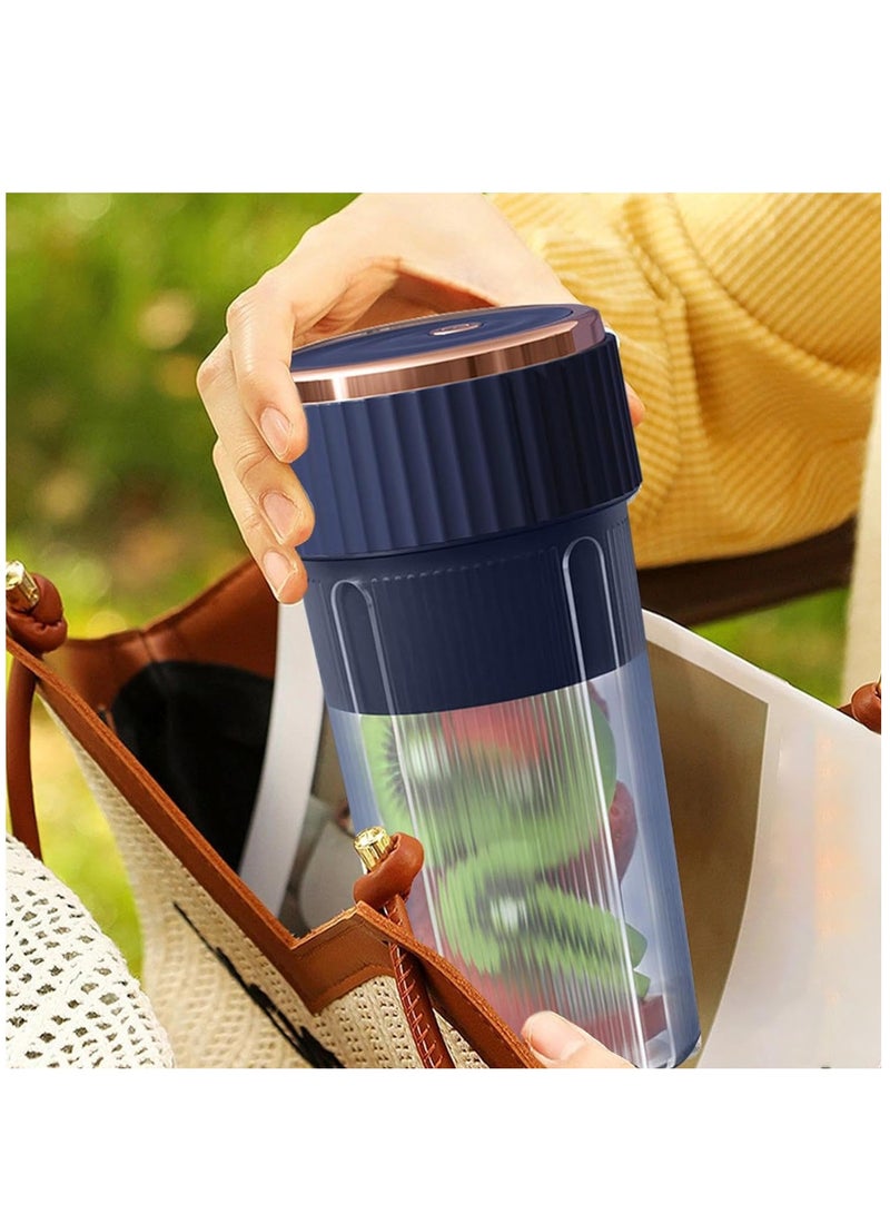 Hihonor Portable Blenders USB Rechargeable - Standalone Juicer For Milkshakes - Juicer Machines With 6 Blades - Handheld Juicer For Sports Travel And Outdoor Home Use (Blue)  - Image 4