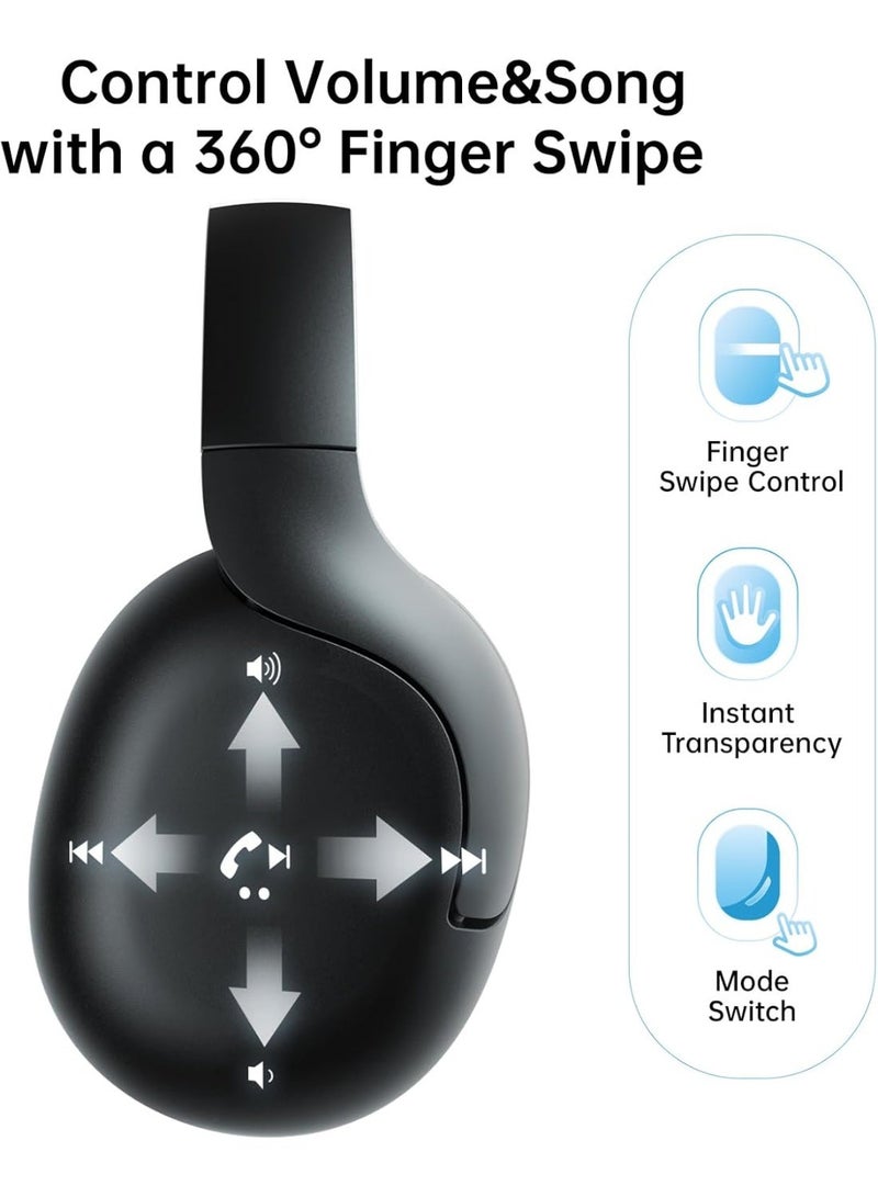 Linklike HS-1 Active Noise Cancelling Headphones, Hi-Res Audio, 180H Playtime, Bluetooth 5.3 Over-Ear Headset with Mic, Touch Control, Foldable Design, IPX5 Waterproof, Wireless for Travel/Gym/Office -  Black - Image 5