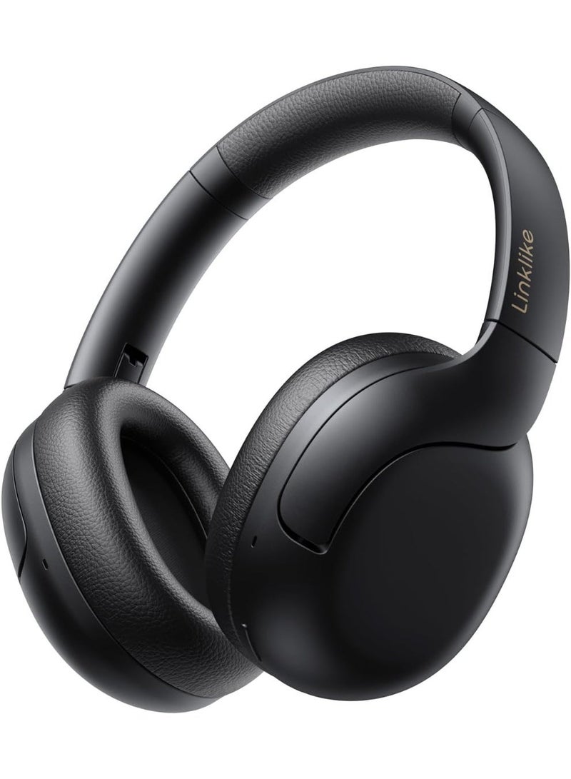 Linklike HS-1 Active Noise Cancelling Headphones, Hi-Res Audio, 180H Playtime, Bluetooth 5.3 Over-Ear Headset with Mic, Touch Control, Foldable Design, IPX5 Waterproof, Wireless for Travel/Gym/Office -  Black - Image 2