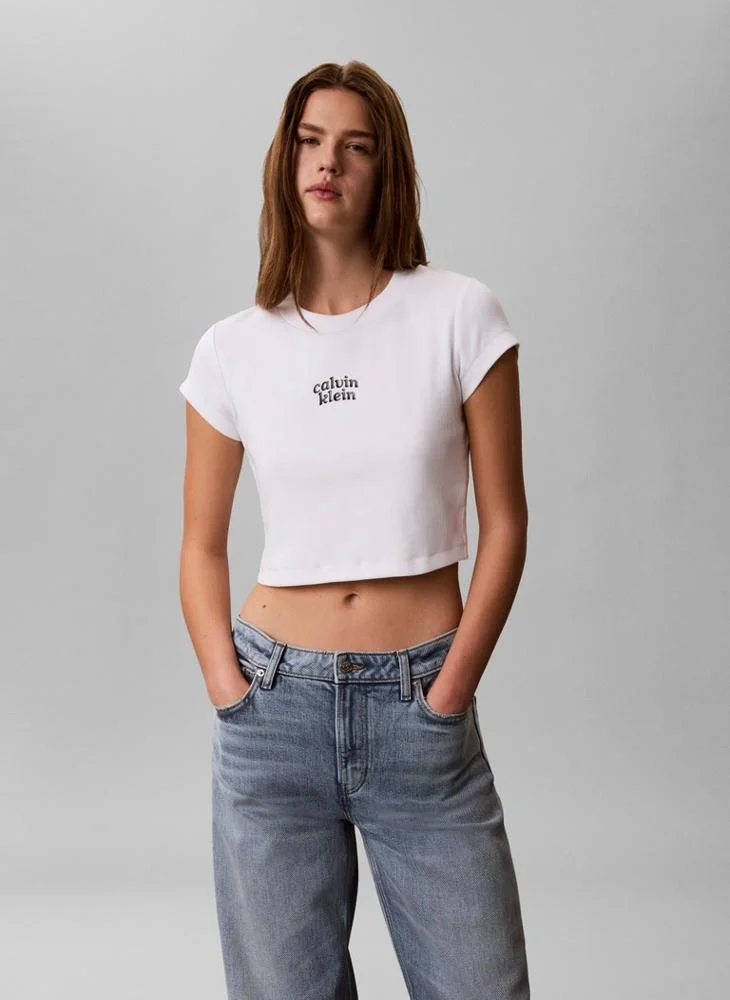 Logo Cropped Crew Neck T-Shirt