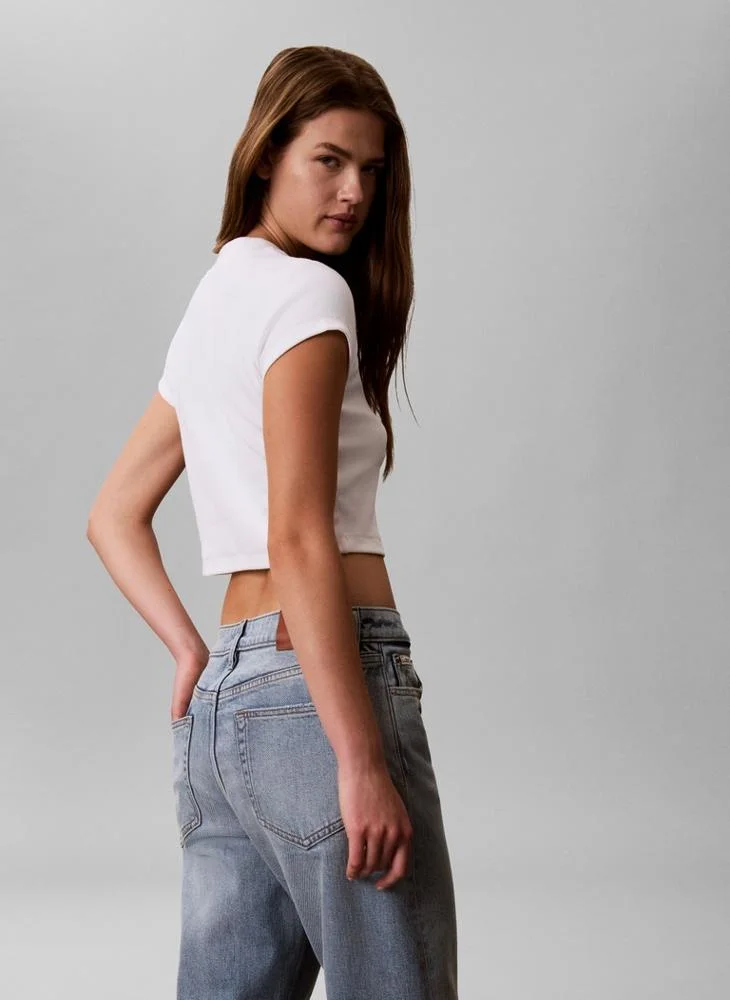 Calvin Klein Jeans Logo Cropped Crew Neck T-Shirt