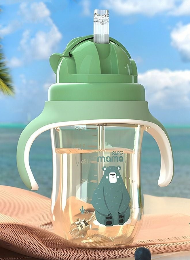 SUPERMAMA Baby Sippy Cup Boys and Girls Toddler Straw Cups Kids Water Bottle Spill Proof for School Outdoor Or Indoor BPA Free Easy To Hold Green 325ml - Image 4