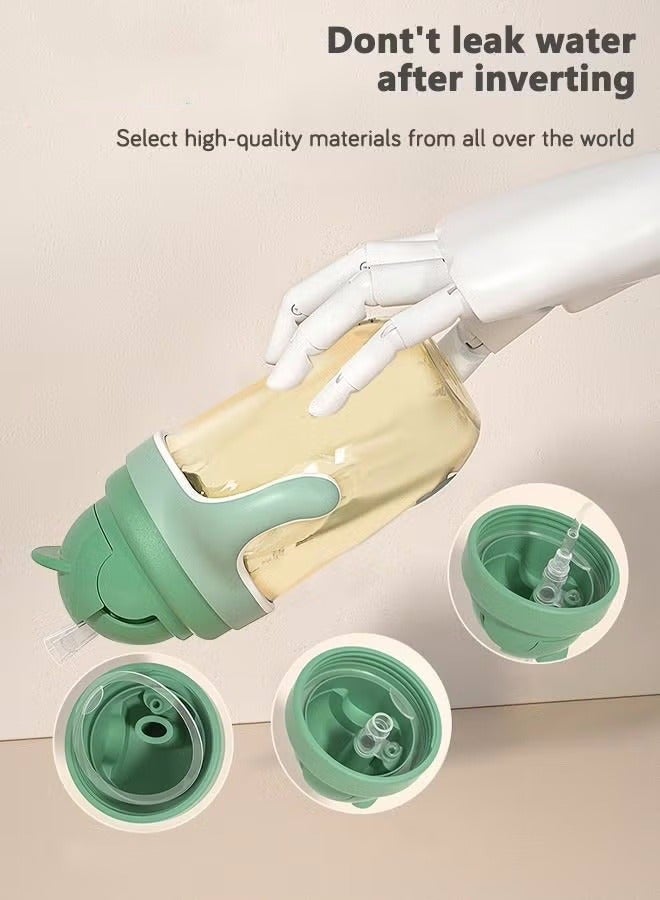 SUPERMAMA Baby Sippy Cup Boys and Girls Toddler Straw Cups Kids Water Bottle Spill Proof for School Outdoor Or Indoor BPA Free Easy To Hold Green 325ml - Image 2