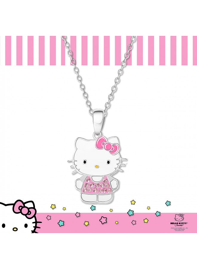 Hello Kitty Sanrio Womens Necklace Official License - Silver Plated Necklace with Enamel and Crystal Pendant - Image 4