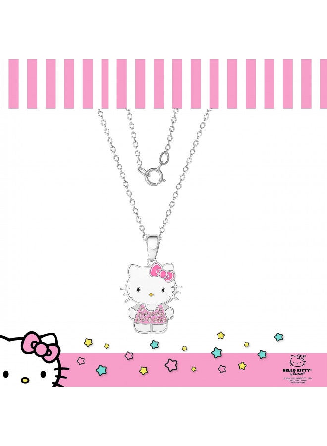 Hello Kitty Sanrio Womens Necklace Official License - Silver Plated Necklace with Enamel and Crystal Pendant - Image 2