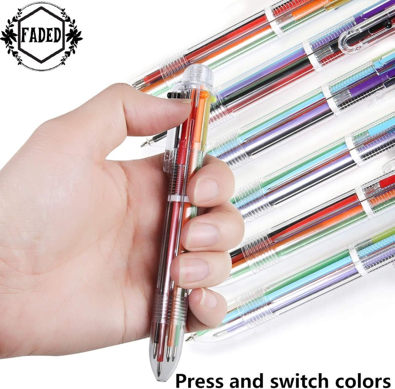 Faded 6-in-1 Ballpen Set | 0.7mm Retractable Multi-Ink Pens with Six Colors in One | Convenient Writing, Highlighting & Color-Coding Pens (Multicolor-Pack of 6) - Image 4