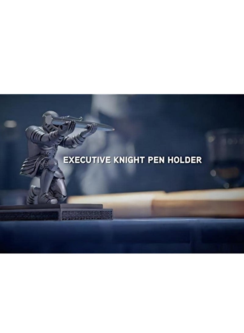 SYOSI Executive Knight Pen Holder  Personalized decoration Desk Accessory Stationery organizer, creative Pen Stand Decorative Gift for Office Blue - Image 2