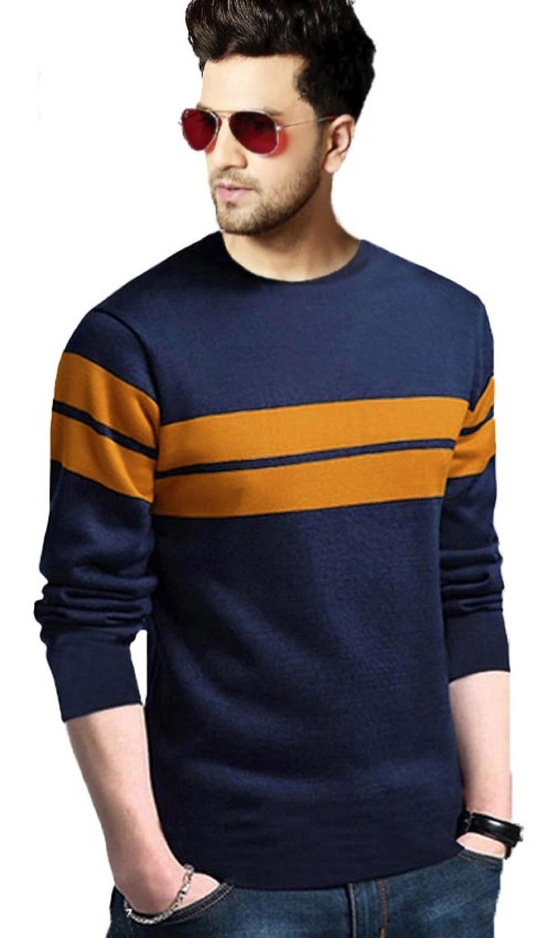 LEOTUDE Men's Regular Fit Cottonblend T-Shirt(42MARN01_P_NavyBlue_2XL) - Image 3