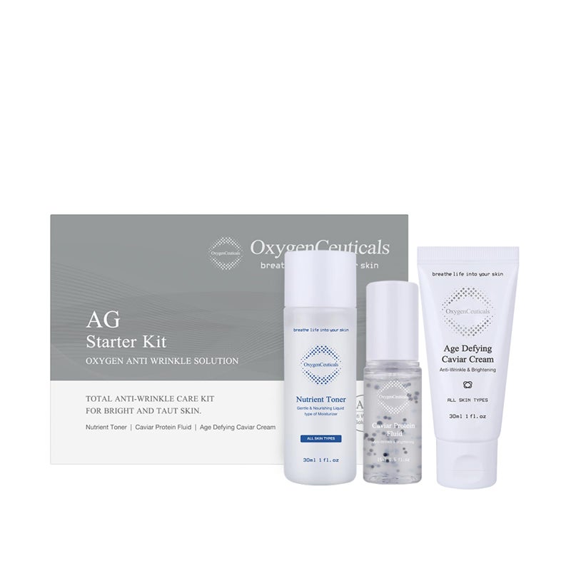 OxygenCeuticals AG Starter Kit  AntiAging Kit Nutrient Toner 30ml Caviar Protein Fluid 15ml  AgeDefying Caviar Cream 30ml