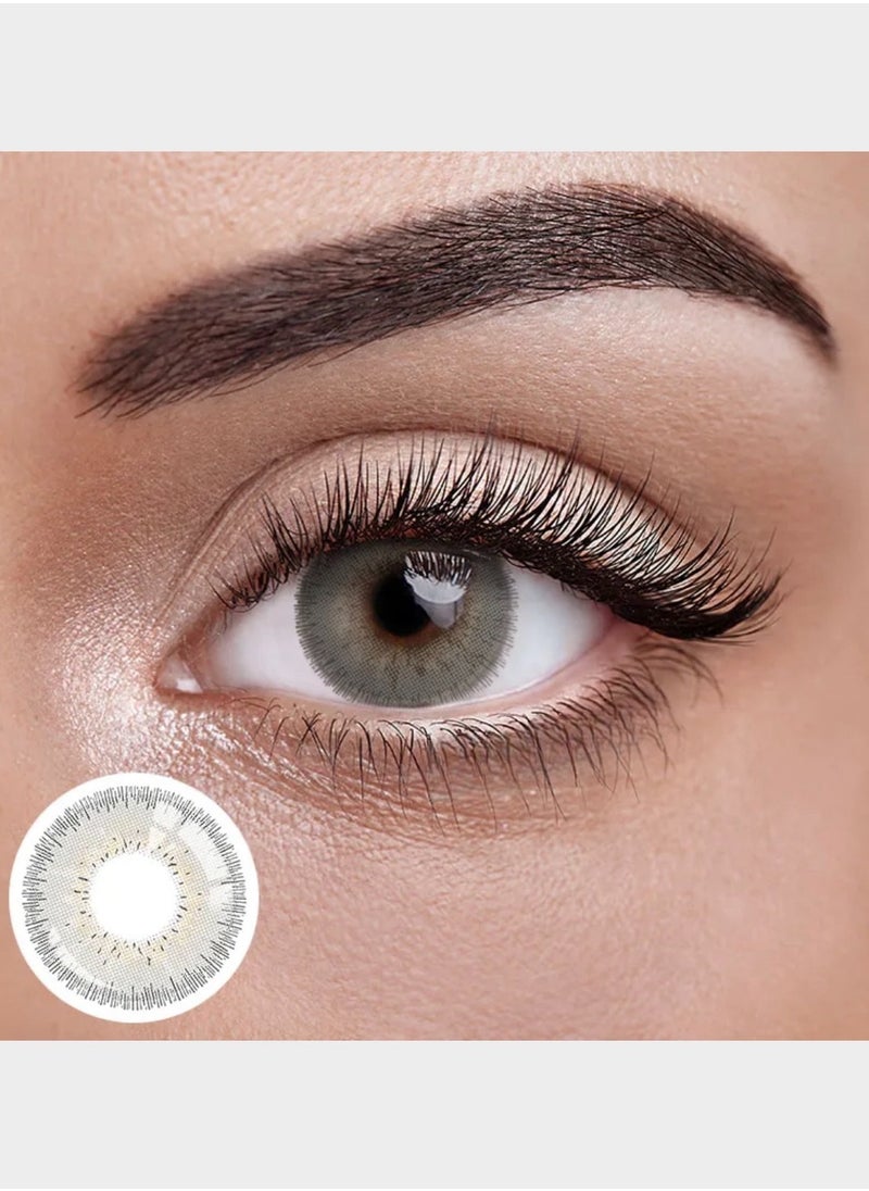 Unibling Grey Salt Lake Yearly Colored Contact Lenses, Unisex Cosmetic Contact Lenses, Enlargement Collection, Light Grey, With Case  - Image 1